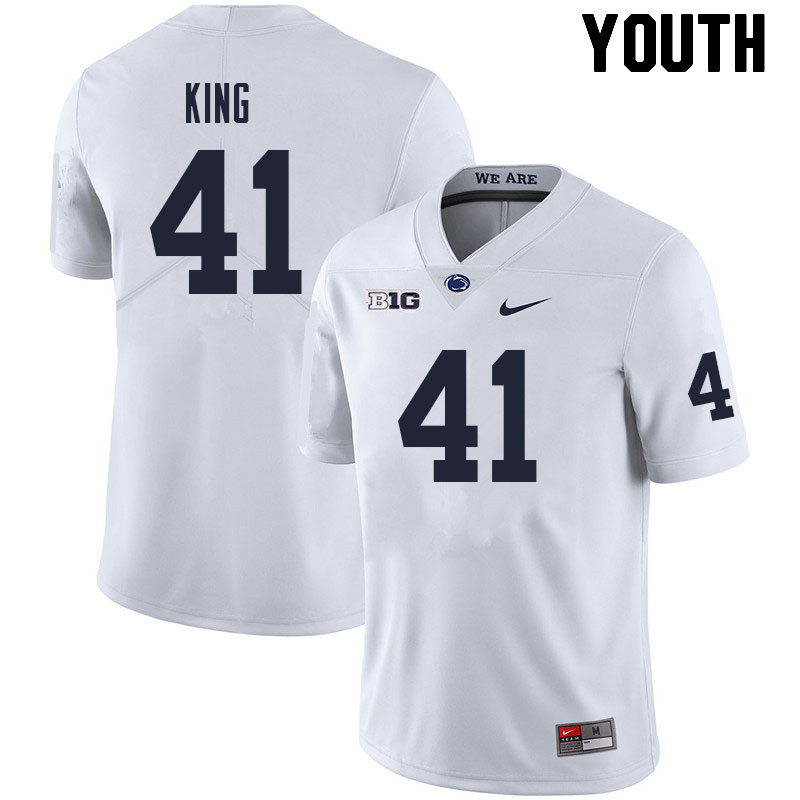 NCAA Nike Youth Penn State Nittany Lions Kobe King #41 College Football Authentic White Stitched Jersey OPR6198IP